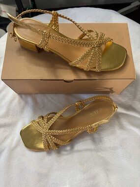 J. Crew Metallic Gold Braided Slingback Sandals—Brand new NWOT